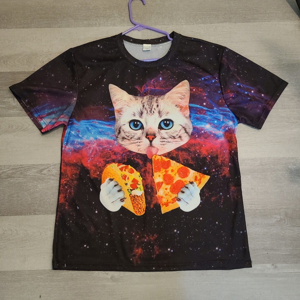 Taco Pizza Cat t-shirt. Size L